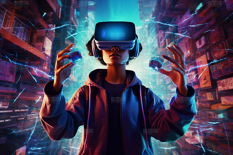 赛博VR眼镜赛博朋克头戴式眼镜素材