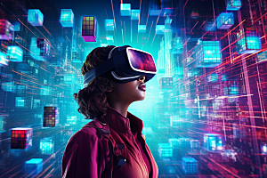 赛博VR眼镜科技科幻素材