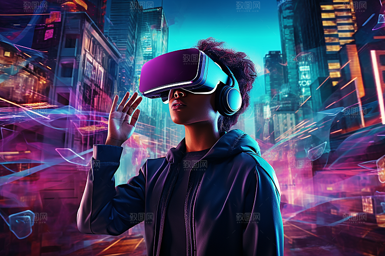赛博VR眼镜头戴式眼镜信息技术素材