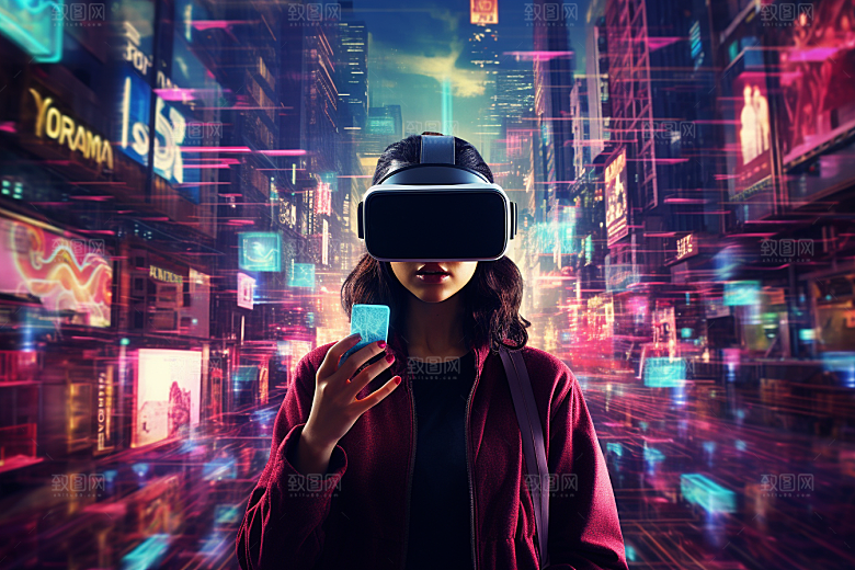 赛博VR眼镜信息技术未来素材