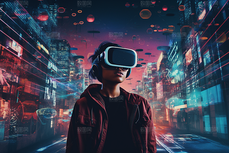 赛博VR眼镜夜之城未来素材