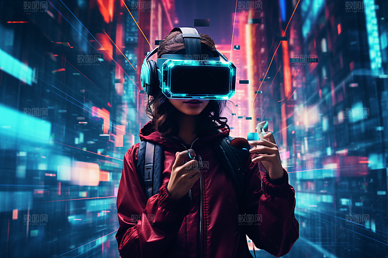 赛博VR眼镜头戴式眼镜信息技术素材