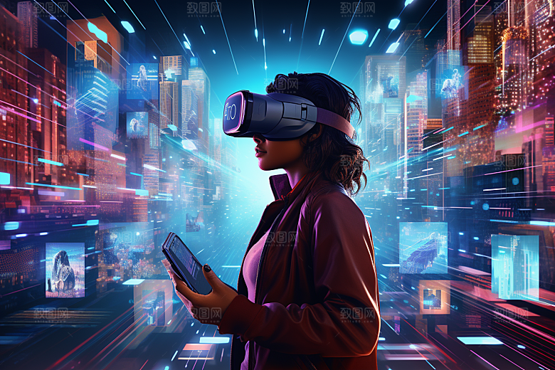 赛博VR眼镜信息技术夜之城素材