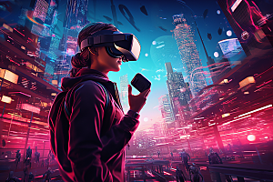 赛博VR眼镜未来科技素材