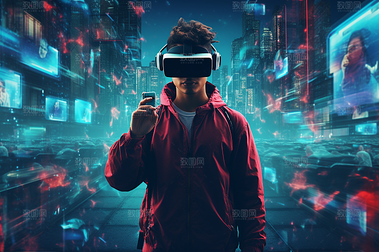 赛博VR眼镜头戴式眼镜信息技术素材