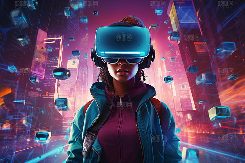 赛博VR眼镜光效科技素材
