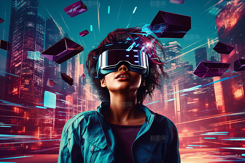 赛博VR眼镜信息技术未来素材