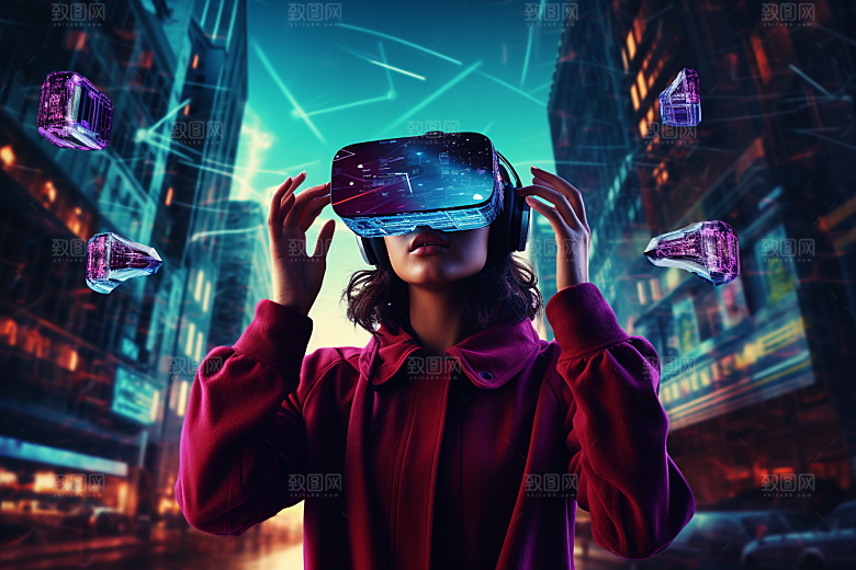 赛博VR眼镜时尚电子设备素材