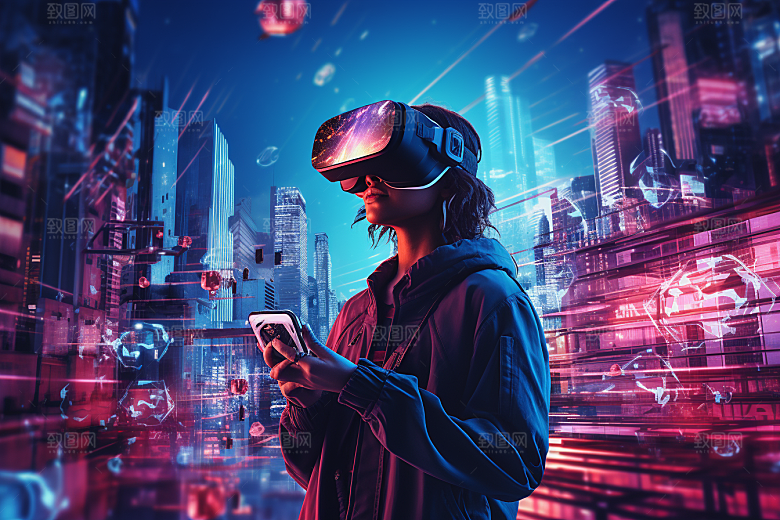 赛博VR眼镜科技信息技术素材