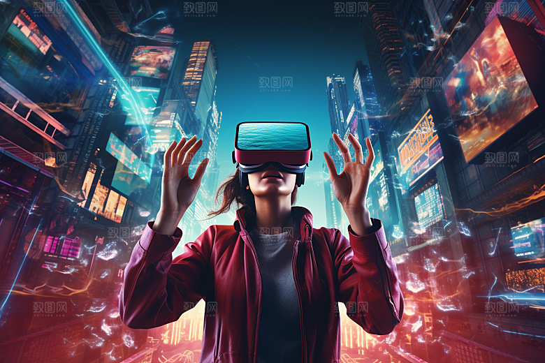 赛博VR眼镜时尚光效素材