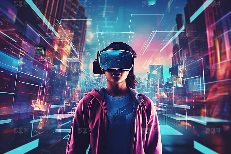 赛博VR眼镜时尚信息技术素材