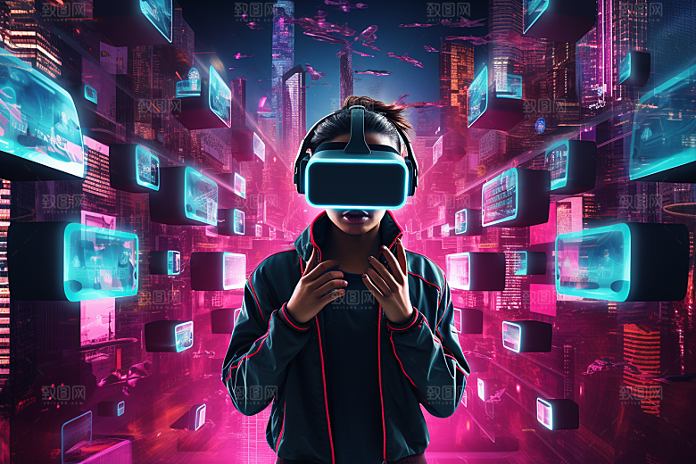 赛博VR眼镜未来头戴式眼镜素材