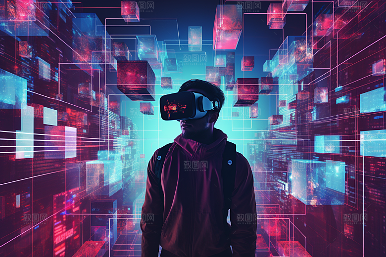 赛博VR眼镜夜之城头戴式眼镜素材