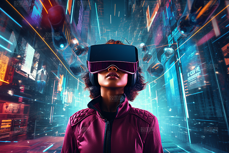 赛博VR眼镜科技信息技术素材