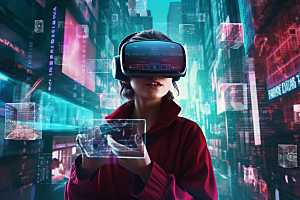 赛博VR眼镜科技未来素材