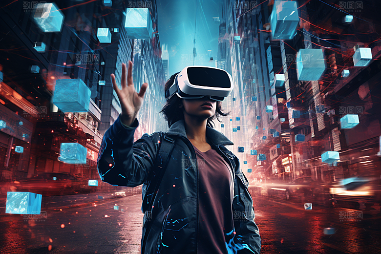 赛博VR眼镜头戴式眼镜未来素材