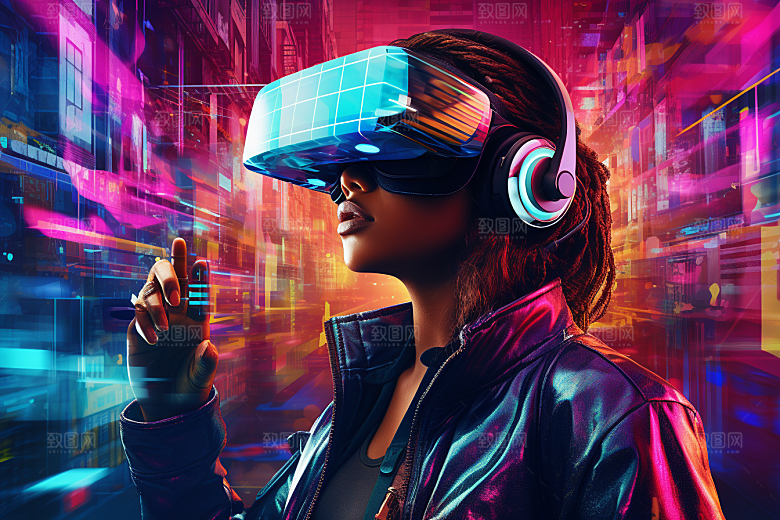 赛博VR眼镜时尚光效素材
