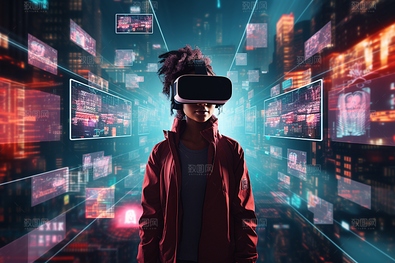 赛博VR眼镜夜之城信息技术素材