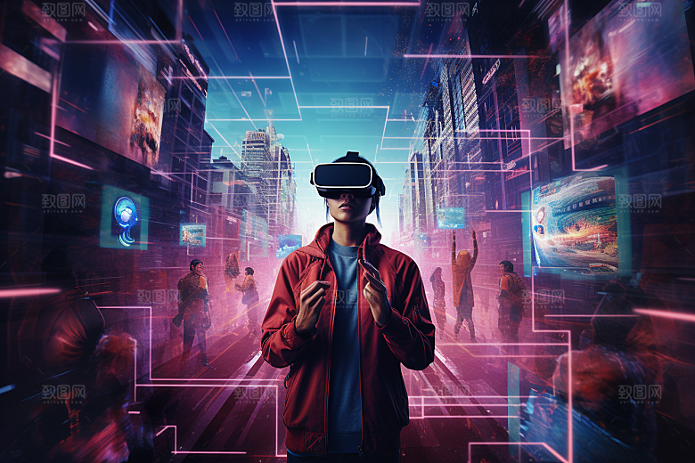 赛博VR眼镜夜之城科技素材