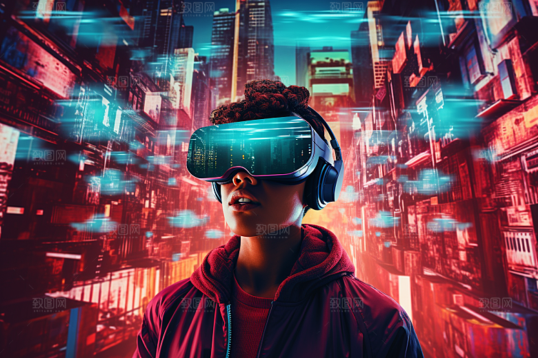 赛博VR眼镜夜之城光效素材