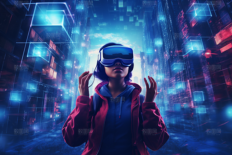 赛博VR眼镜时尚未来素材