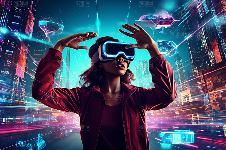 赛博VR眼镜时尚夜之城素材