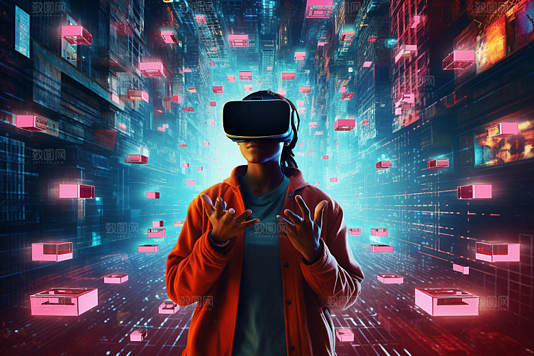 赛博VR眼镜头戴式眼镜光效素材