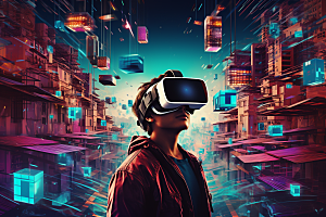赛博VR眼镜光效未来素材