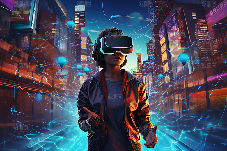 赛博VR眼镜信息技术未来素材