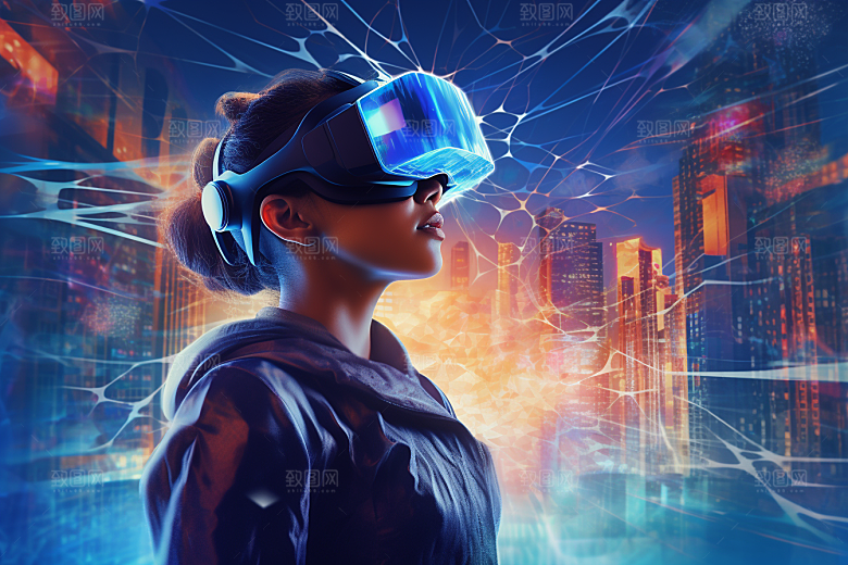 赛博VR眼镜信息技术科幻素材