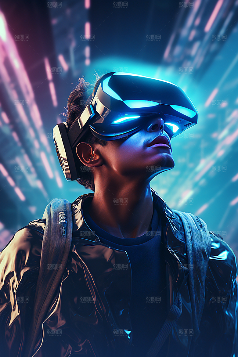 赛博VR眼镜科技信息技术素材