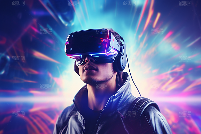 赛博VR眼镜科技夜之城素材