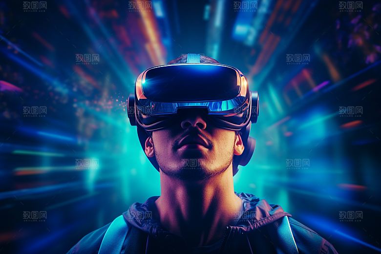 赛博VR眼镜光效夜之城素材