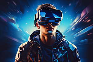 赛博VR眼镜信息技术夜之城素材