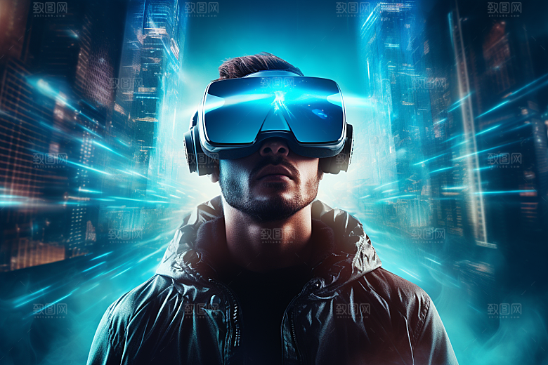 赛博VR眼镜信息技术头戴式眼镜素材