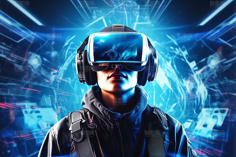 赛博VR眼镜科技信息技术素材