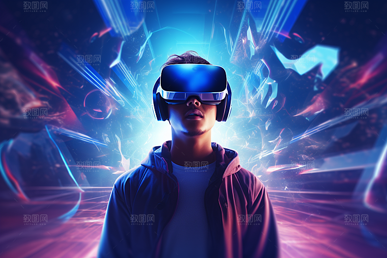 赛博VR眼镜光效电子设备素材