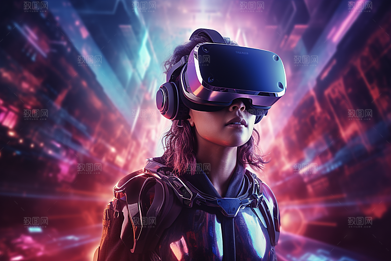 赛博VR眼镜光效信息技术素材