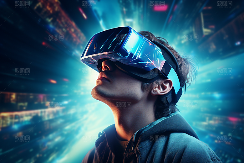 赛博VR眼镜头戴式眼镜信息技术素材