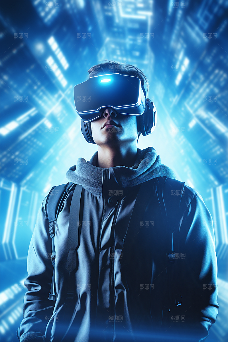 赛博VR眼镜信息技术科技素材