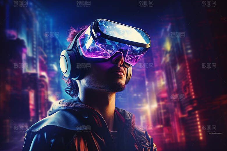 赛博VR眼镜科幻信息技术素材