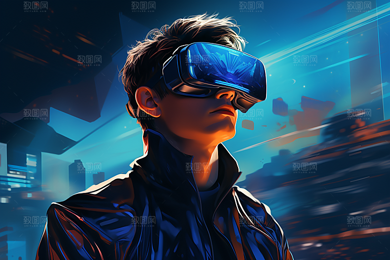 赛博VR眼镜光效科技素材