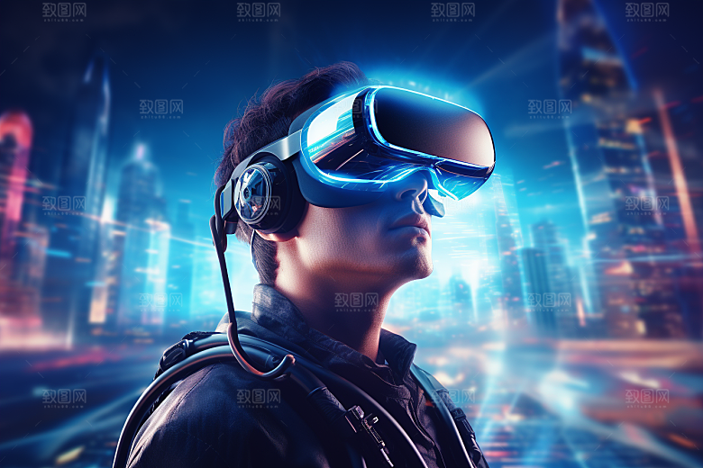 赛博VR眼镜光效夜之城素材