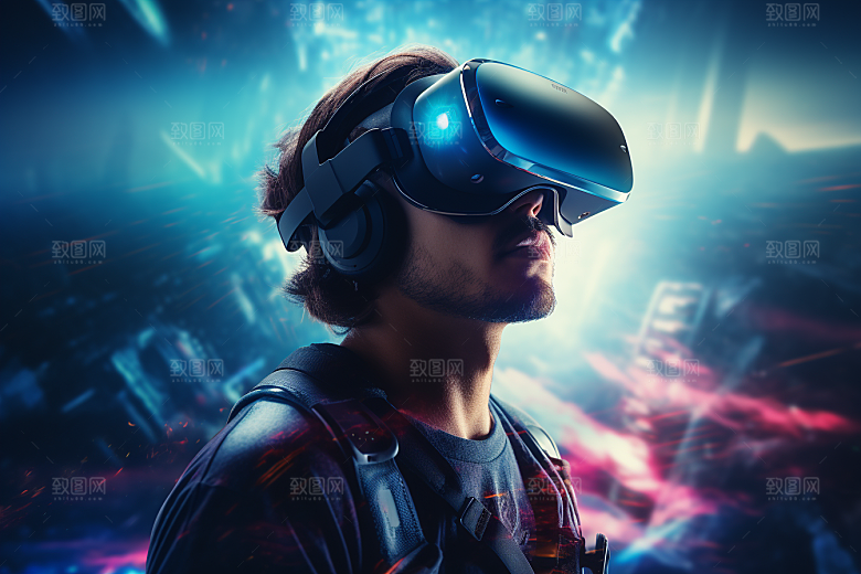 赛博VR眼镜光效头戴式眼镜素材
