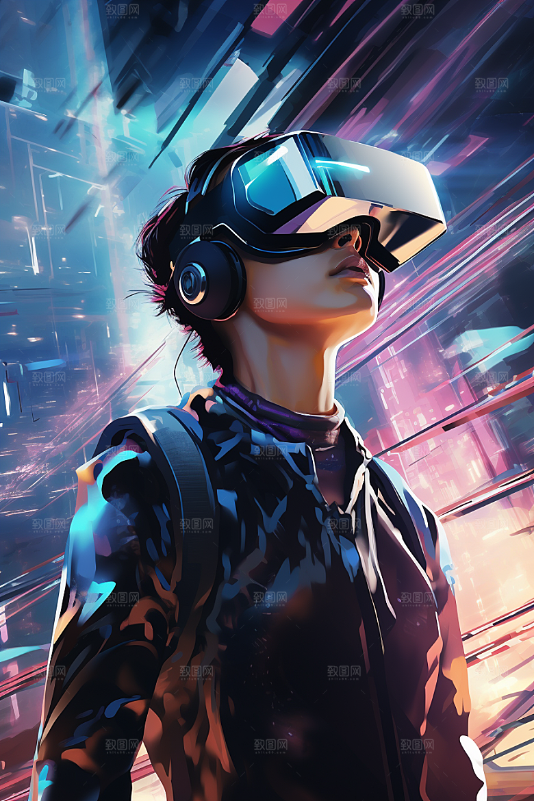赛博VR眼镜时尚光效素材
