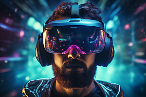 赛博VR眼镜赛博朋克信息技术素材