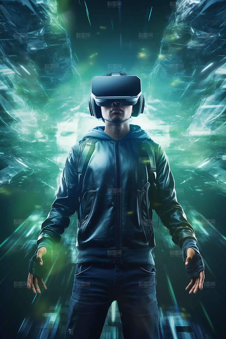 赛博VR眼镜头戴式眼镜光效素材
