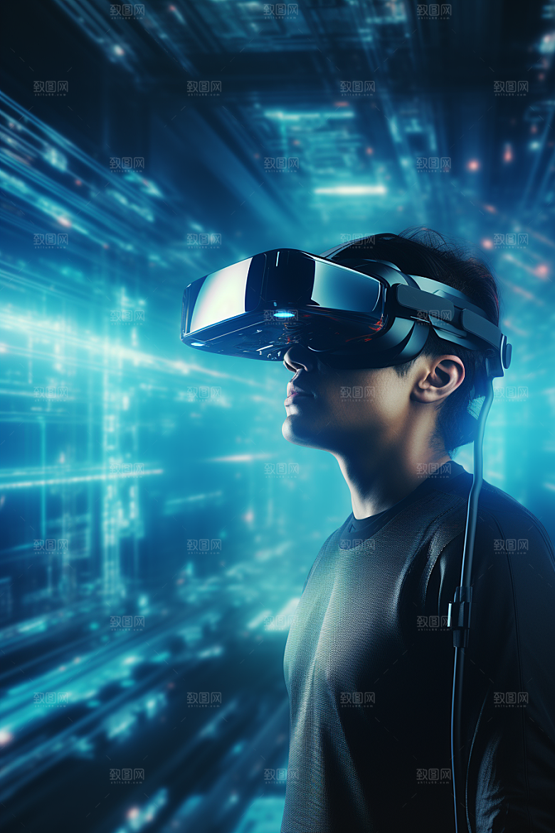 赛博VR眼镜信息技术科技素材