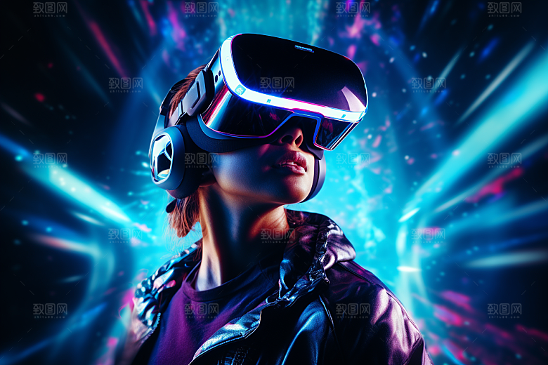 赛博VR眼镜时尚光效素材