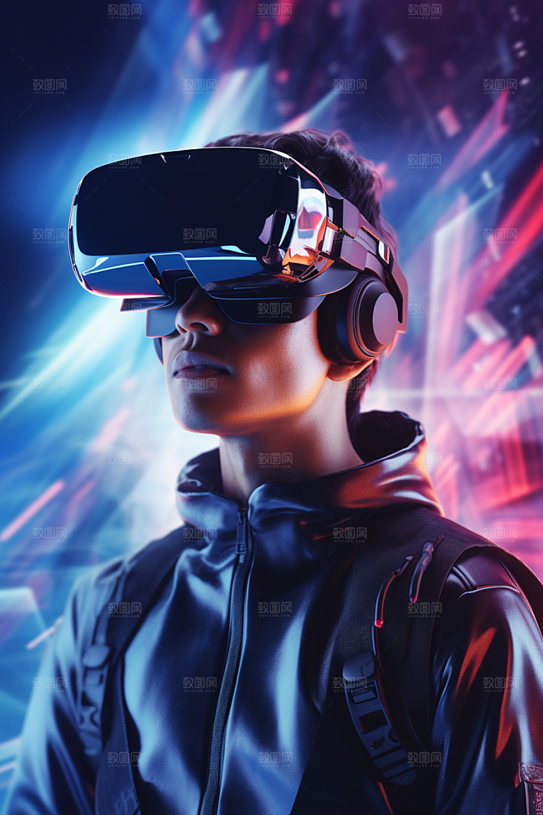赛博VR眼镜头戴式眼镜科技素材